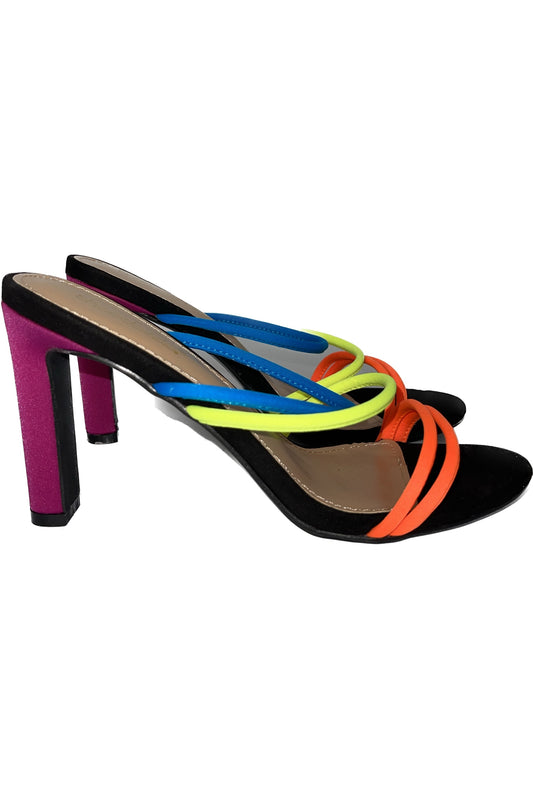 Shoedazzle sandale multicolor cu toc bricheta marimea 38.5