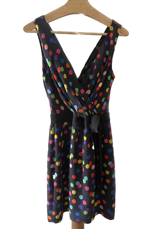 Dolce&Gabanna rochie mini neagră cu buline multicolor marimea S
