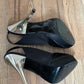 Sandale negre elegante cu toc argintiu marimea 41