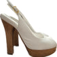 Dolce&Gabanna sandale albe cu toc gros si platforma de lemn maro marimea 37