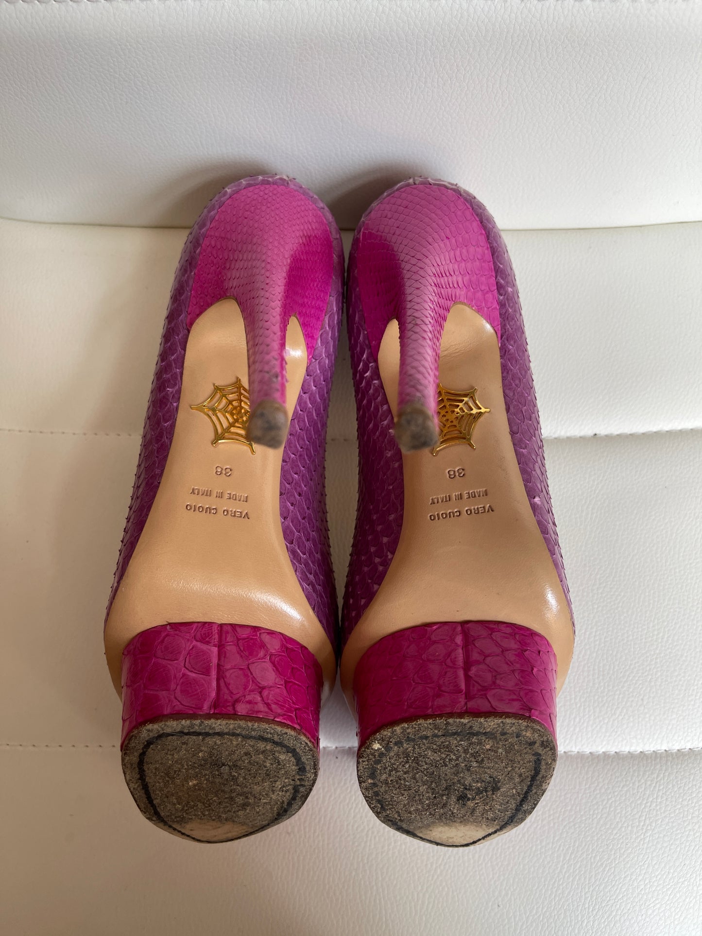 Pantofi lila si roz cu toc și platforma marimea 38
