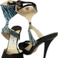 Jimmy Choo sandale cu toc negru cu imprimeu zebra albastru marimea 39.5