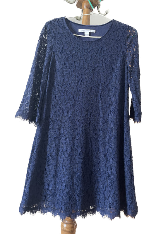 Diane von Furstenberg rochie albastra de dantela cu maneci marimea S