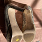 Pantofi cu toc lat si platforma impletita imprimeu sarpe marimea 39.5