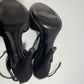 Sandale cu toc de ocazie negre de satin marimea 36.5