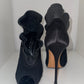 Pantofi cu toc stiletto negri din satin detaliati cu volanase din tul marimea 36.5