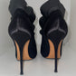 Pantofi cu toc stiletto negri din satin detaliati cu volanase din tul marimea 36.5