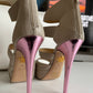 Pantofi de piele crem cu toc roz marimea 38