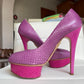 Pantofi lila si roz cu toc și platforma marimea 38