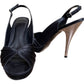 Carvela by Kurt Geiger sandale negre elegante cu toc argintiu marimea 41