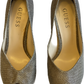 Pantofi cu toc de ocazie aurii cu sclipici marimea 36.5