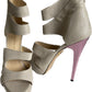 Charlotte Olympia pantofi de piele crem cu toc roz marimea 38