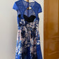 Rochie albastra de dantela cu imprimeu floral multicolor marimea S
